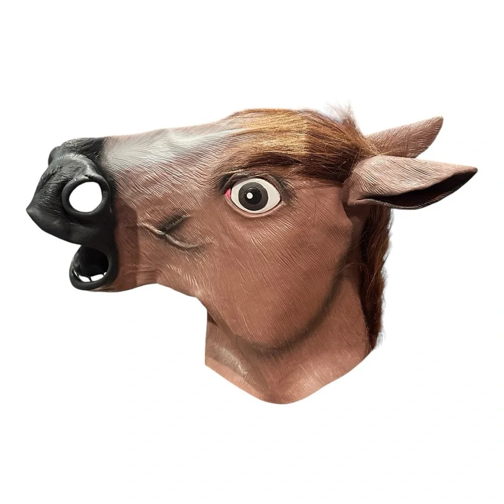 NEW BROWNISH/RED HALLOWEEN HORSE DELUXE MASK UNISEX KIDS & ADULTS